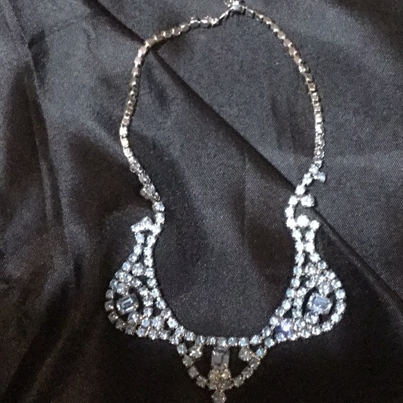 Vintage blue Rhinestone Collar Necklace - Picture 2 of 7